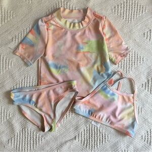 Carter's 3 Piece Mix & Match Tie Dye Rashguard Toddler Girl Swim Set 4T